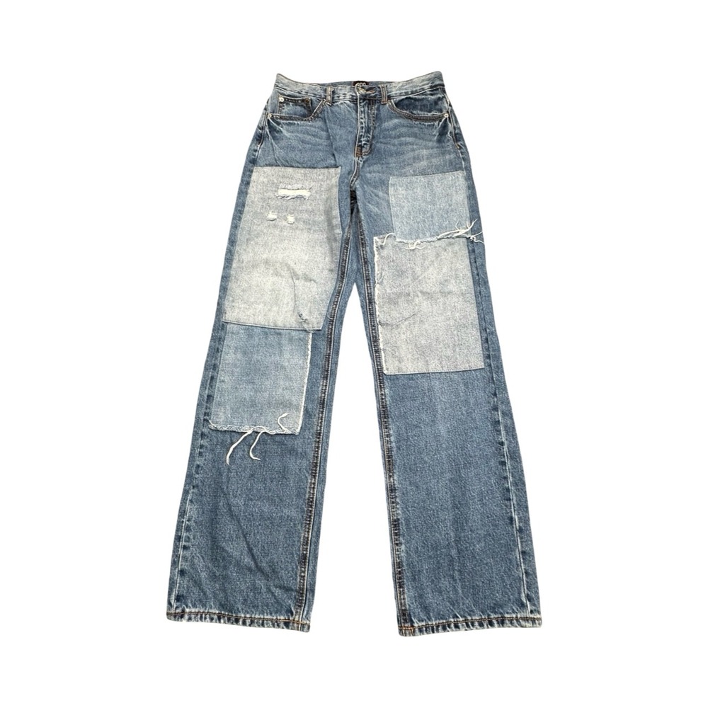 BDG Cowboy Jean Womens 28 Blue Patchwork High Waisted Distressed‎ Straight Leg